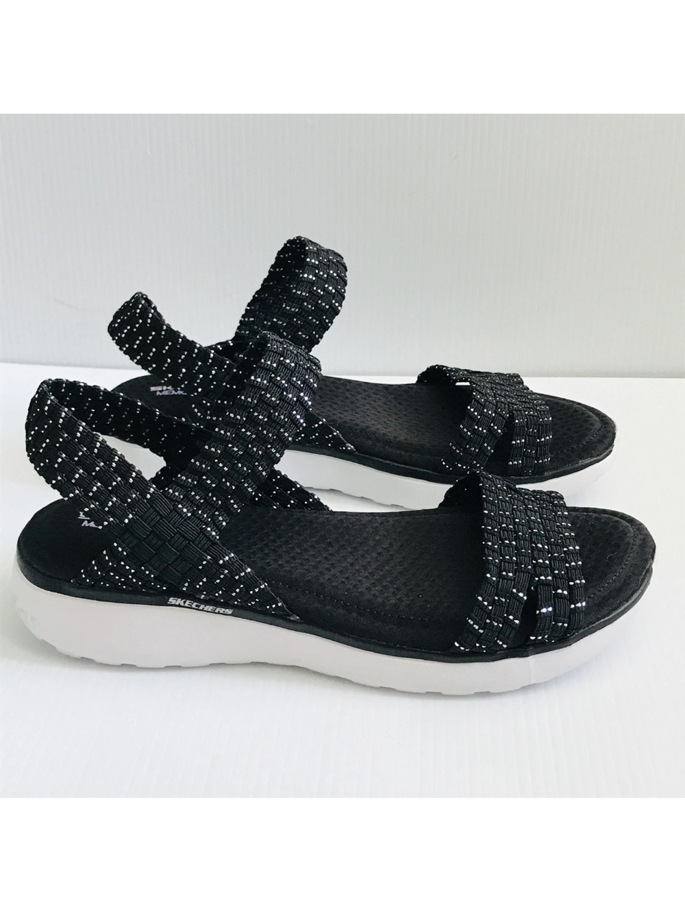 Skechers Counterpart Breeze Beatbox Womens Sandals Memory Foam Blk Metallic 10 - Picture 2 of 7
